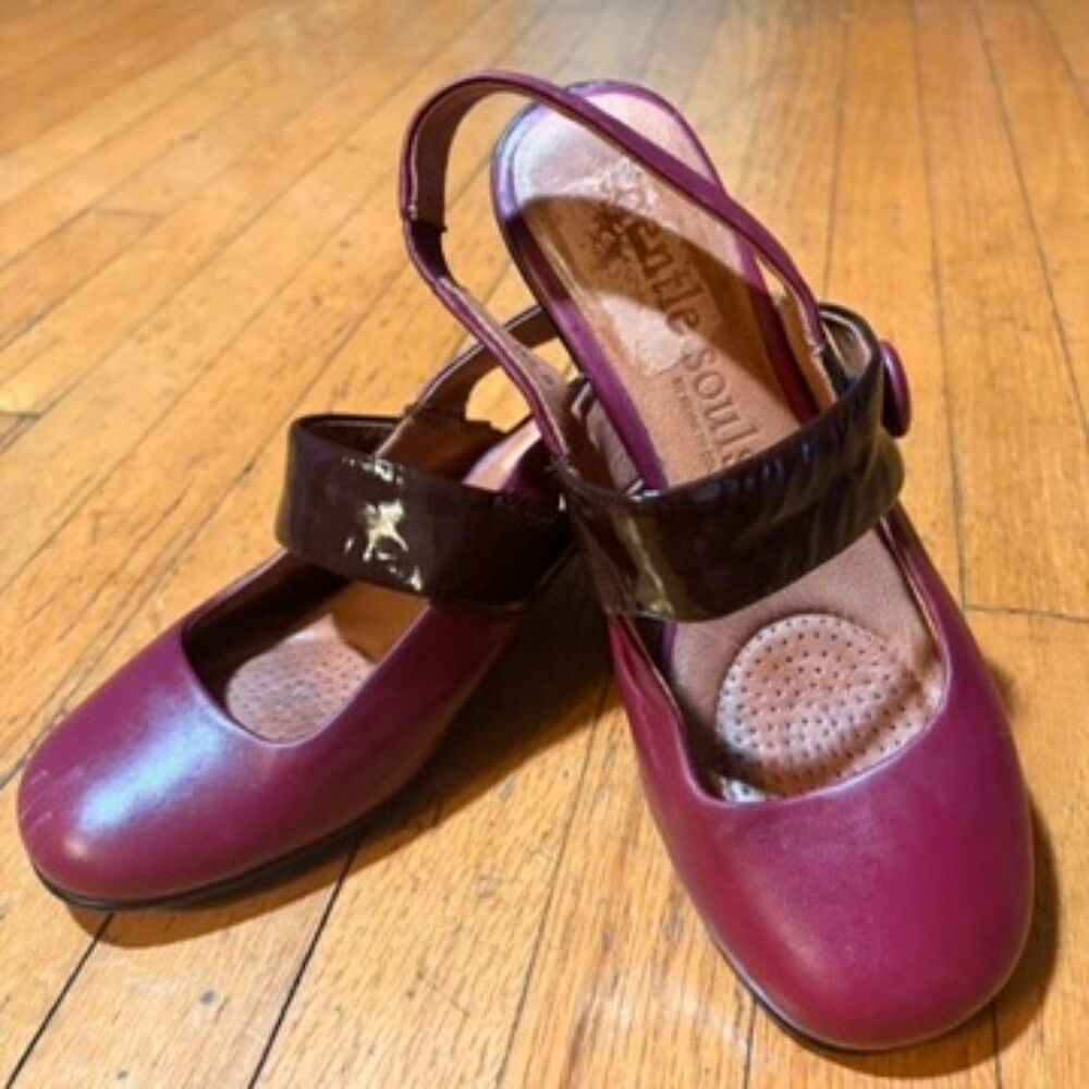 Gentle Souls O Kay Women Slingback Heel Shoes Size 6.5 Medium Red Leather
